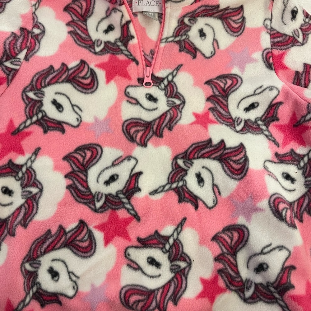 Girls Size Large(10-12) Pink Unicorn Fleece Sweatshirt